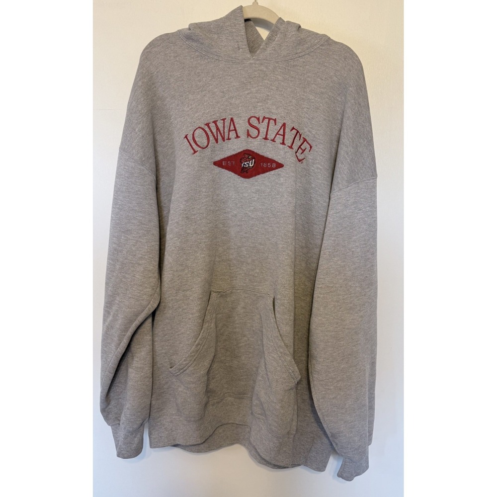 VTG M.J. Soffe Iowa State Cyclones Hoodie Sweatshirt 3XLT Rare Size Gray 90s